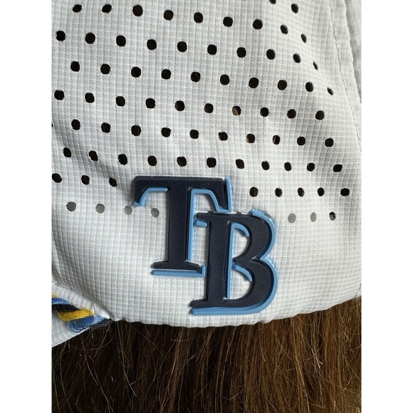 Tampa Bay Rays Adjustable Strap Mens Baseball Cap Hat White Melon Wear - Picture 3 of 9